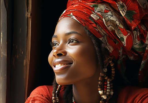 Woman in traditional clothes and headscarf. Woman's Day. Tradition and culture. AI generated