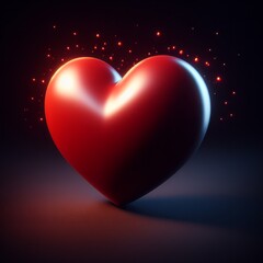 a red heart on a dark background, 3d