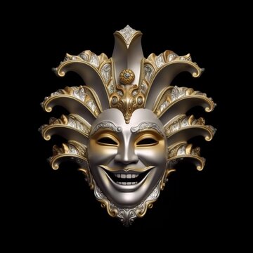 Elegant carnival venetian masquerade happy face mask picture