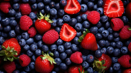 Raspberry strawberry food diet organic summer sweet healthy berries red blueberry fresh fruit