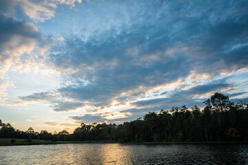 landscape of sky sunset and Reflection of water