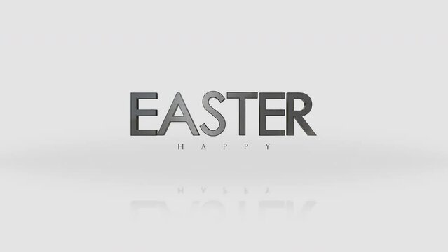 A modern logo for the company Happy Easter, featuring the words arranged in a circular shape with a sleek gradient background. Simple and easy to read