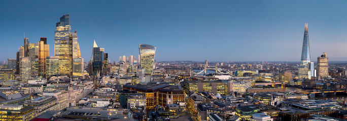 UK, England, London, City skyline 2024 from St Pauls dusk Shard - obrazy, fototapety, plakaty