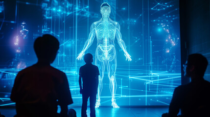Training interns analyze a human hologram for learning