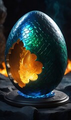 A dragon egg covered in scales