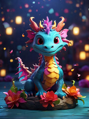 Generative Ai Cute Dragon in 3D