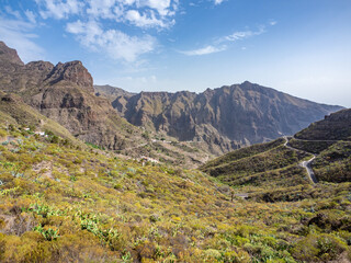 Fototapeta na wymiar Teno mountains in sunlight on Tenerife.