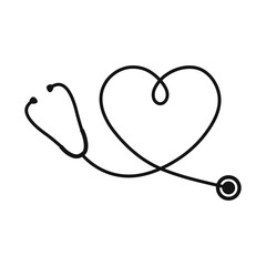 Stethoscope forming heart with its cord Logo Icon Design Symbol Template Flat Style Vector