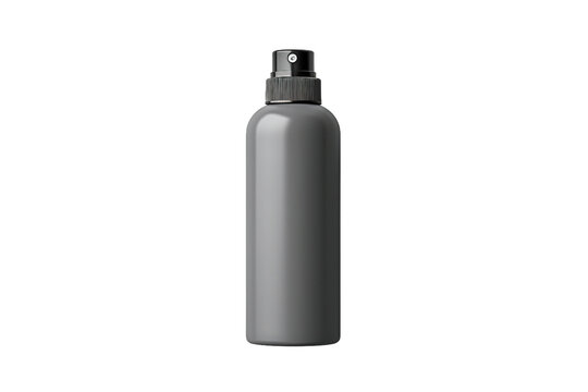 Black spray bottle on white background, isolated on white background 