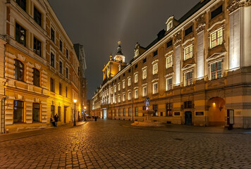 Night view to University square in Wroclaw, Poland