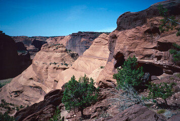 Natural landscape of limestone and sandstone rock formations inside a national parks in utah and arizona in north america in summer