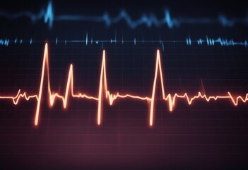 Electrocardiogram waveform with strong lights from EKG test 