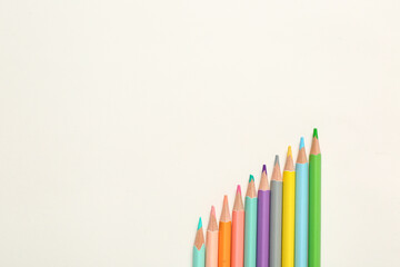 Fototapeta premium Set of different color pencils on white background
