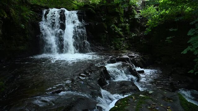 Waterfall in Brecon Beacons in Wales 