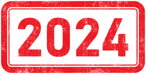 Red stamp "2024" isolated on transparent background