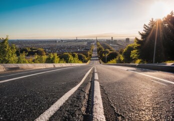 asphalt road and modern city