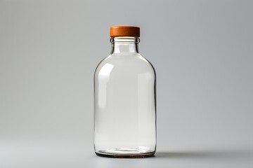 empty glass bottle on black background