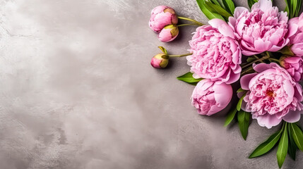 Fototapeta na wymiar Elegant pink peonies gracefully isolated on a chic gray background
