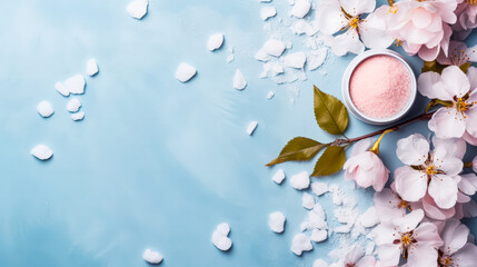 spring cherry branches adorned with delicate white flowers set against