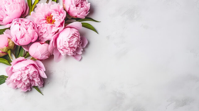 Elegant pink peonies gracefully isolated on a chic gray background