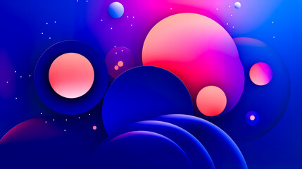 Fototapeta premium Blue and pink abstract background with lot of bubbles and stars in the sky.