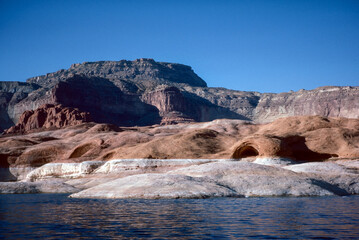 Natural landscape of limestone and sandstone rock formations inside a national parks in utah and arizona in north america in summer