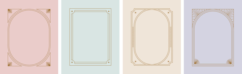 Art Deco frames minimalist collection. Elegant luxury borders and frames, vector templates design