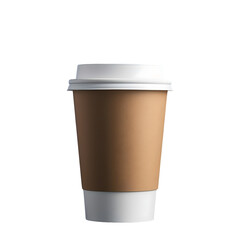 Brown coffee cup mockup isolated on transparent background