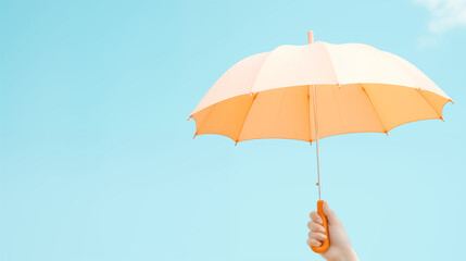 Female hand hold an umbrella minimalistic landscape