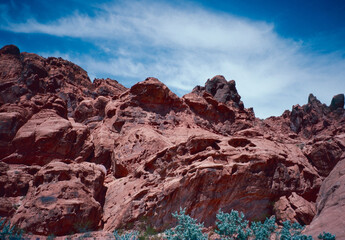 Natural landscape of limestone and sandstone rock formations inside a national parks in utah and arizona in north america in summer