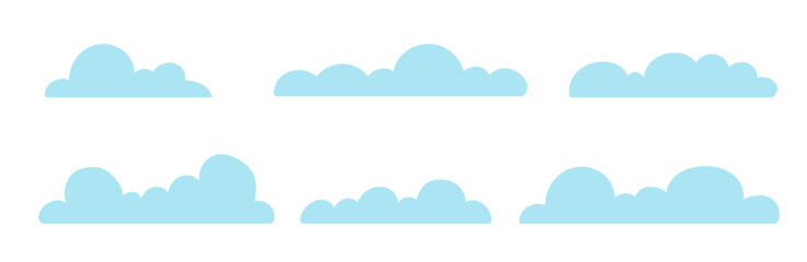 Set of various blue clouds.Vector graphics.