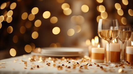 Celebration party, happy birthday, wedding, New Year Merry Christmas, decorations beautiful joyful colourful cake champagne glasses banner copy space backgroung greeting card poster.