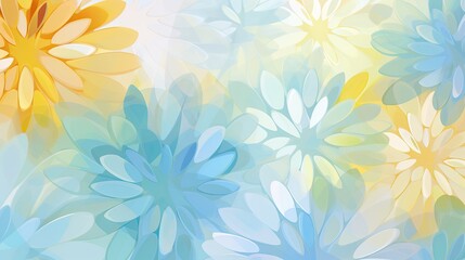 Fototapeta na wymiar Abstract illustration of layers of translucent white, blue, yellow and orange flowers