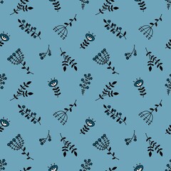 Obraz premium Line ethnic floral seamless summer flower pattern for fabrics and linens and wrapping paper and kids clothes print