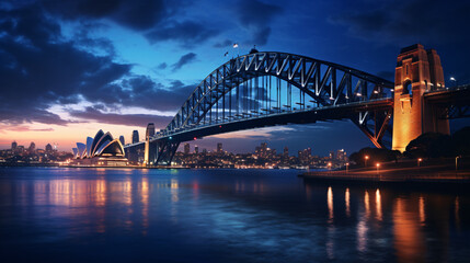 Obraz premium Cityscape of the Renowned Financial District at Twilight, Casting Reflections on the Waterfront. Generative AI