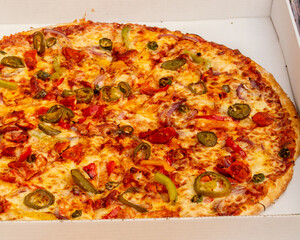 pizza with salami and olives