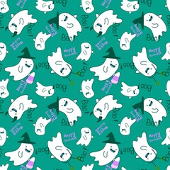 Halloween monsters seamless ghost pattern for wrapping paper and fabrics and linens and kids clothes print