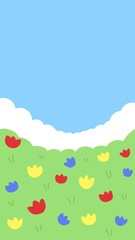 background with clouds and tuilp flowers 