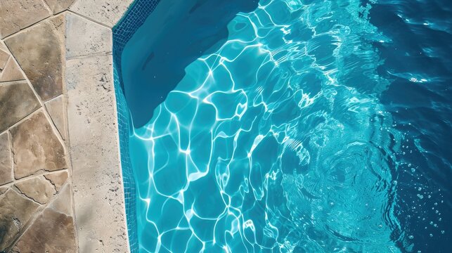 Pool clear blue water, photography banner, generated with AI