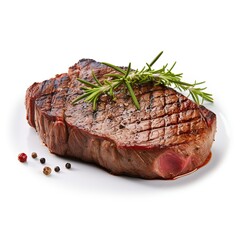 juicy steak on a white background hyper realistic