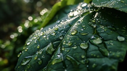 a close up of a leaf with water drops