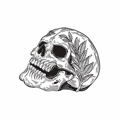 skull with leaf