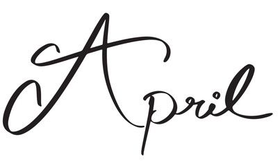 April month calligraphy hand written text font typography lettering hand written april banner poster decoration sign symbol black dark colour card creative graphic print 4 four month year word art 