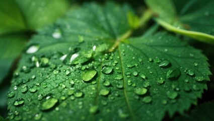 Water Drops on Green Leaf, using Generative ai