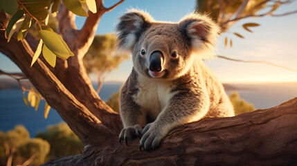 Fototapeta premium Portrayal of a Wild Koala. Generative AI