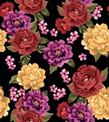 Behang Floral pattern illustration with roses in vector, © Leo