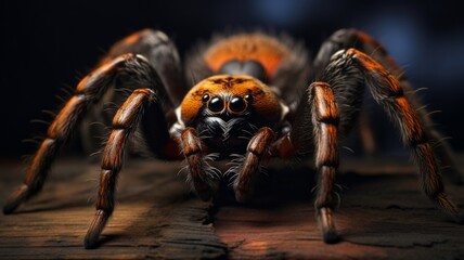 A tarantula in a striking pose, capturing the moment of stillness before a sudden movement -Generative Ai
