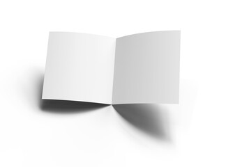 Blank Half Fold square brochure 3d render on transparent background