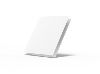 Blank Half Fold square brochure 3d render on transparent background