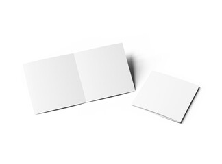 Blank Half Fold square brochure 3d render on transparent background
